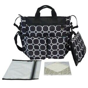 Soyater, Diaper Bag with 13 Compartments & Changing Pad 14x16" Black & Gray